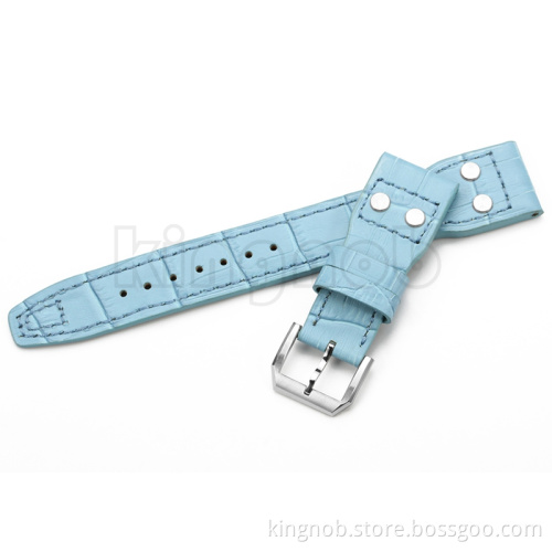 Black Brown Blue Croco Grain 22mm Italian Genuine Leather Rivet Watch Band Strap Belt with With Pin buckle For IWC Big Pilot